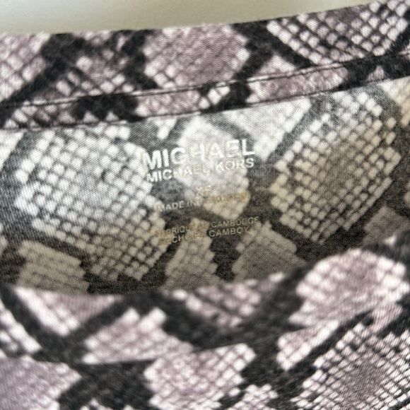 MICHAEL KORS Purple Snake-Embossed Logo Long Top Tunic / Size XS - Picture 3 of 5